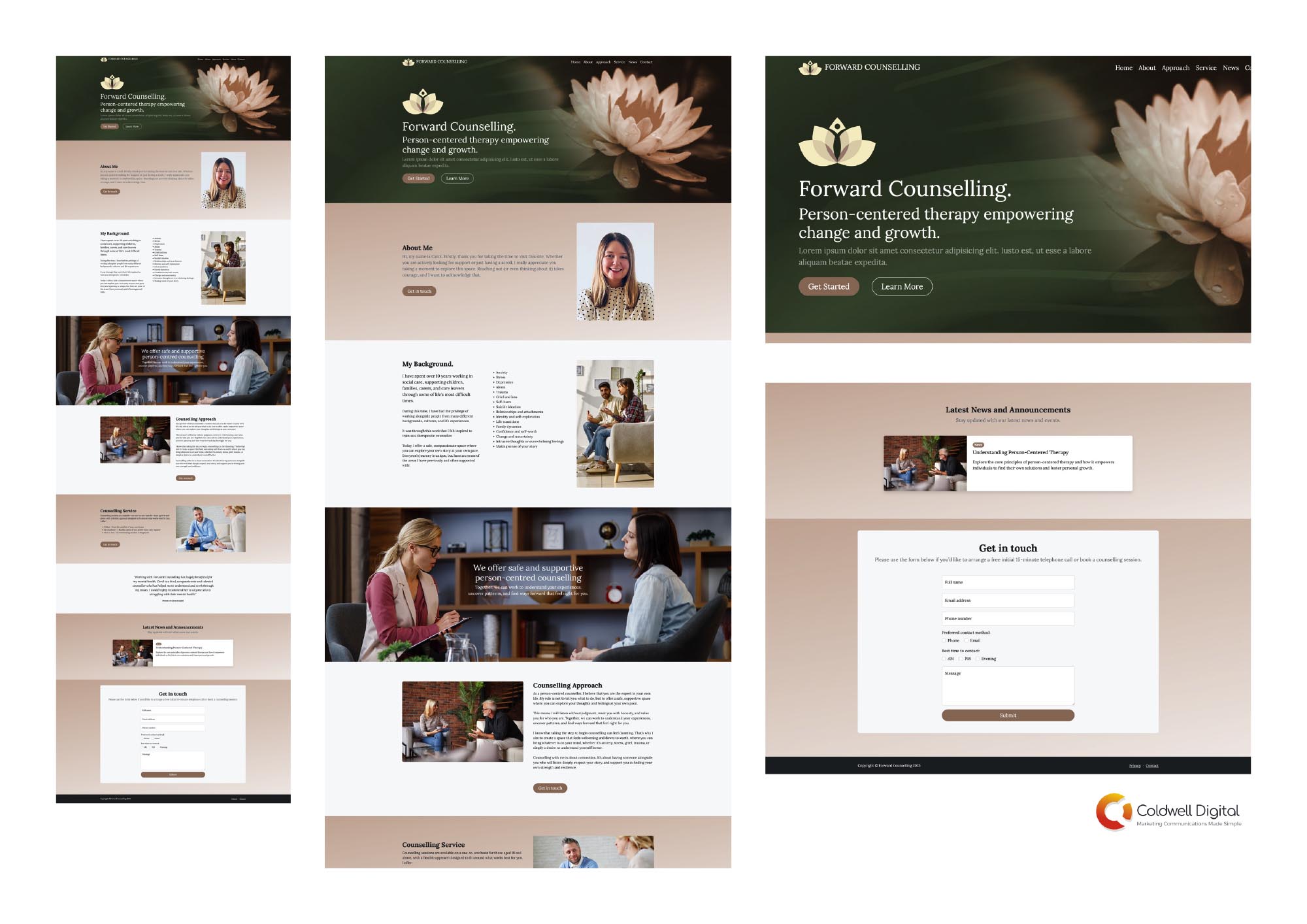 Forward Counselling Website design and development
